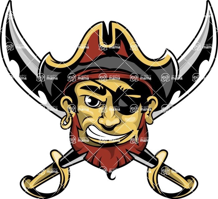 Vector Mascot Collection - One Eyed Pirate Mascot Design